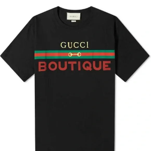 Gucci Boutique Print Cotton T-shirt - Picture 1 of 16